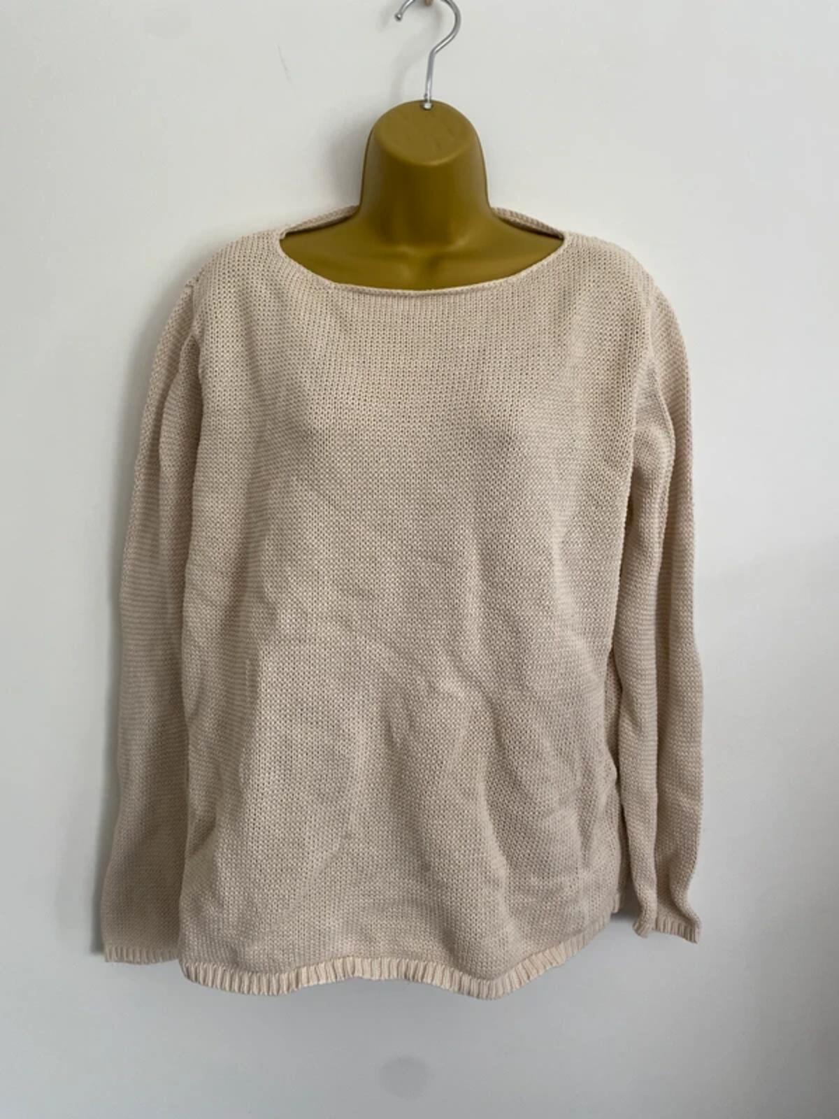 East Coast Ladies Lightweight Cotton Knit Sweater - Beige, Size 26