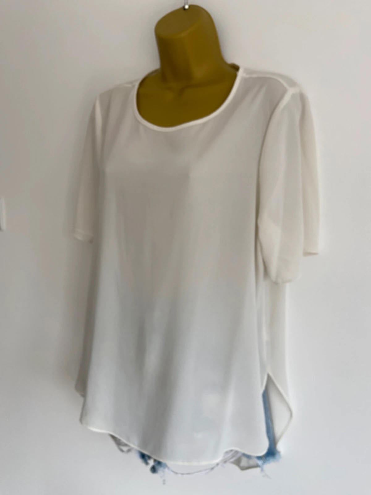 Papaya Weekend (Matalan) Cream Blouse – Size 12 – High-Low Hem, 100% Polyester