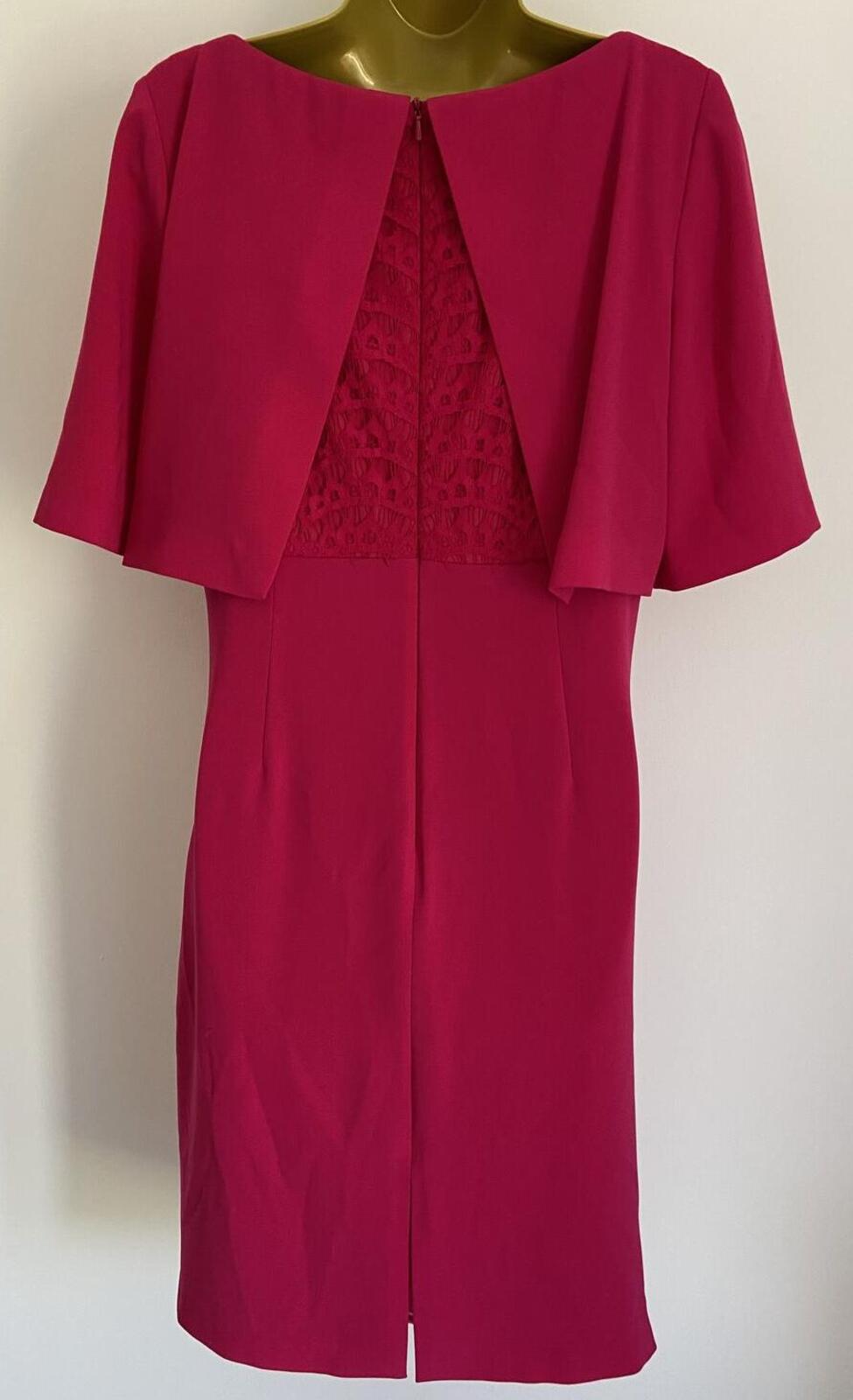 Coast Raspberry Pink Occasion Dress – UK 14 – Lace Back Detail