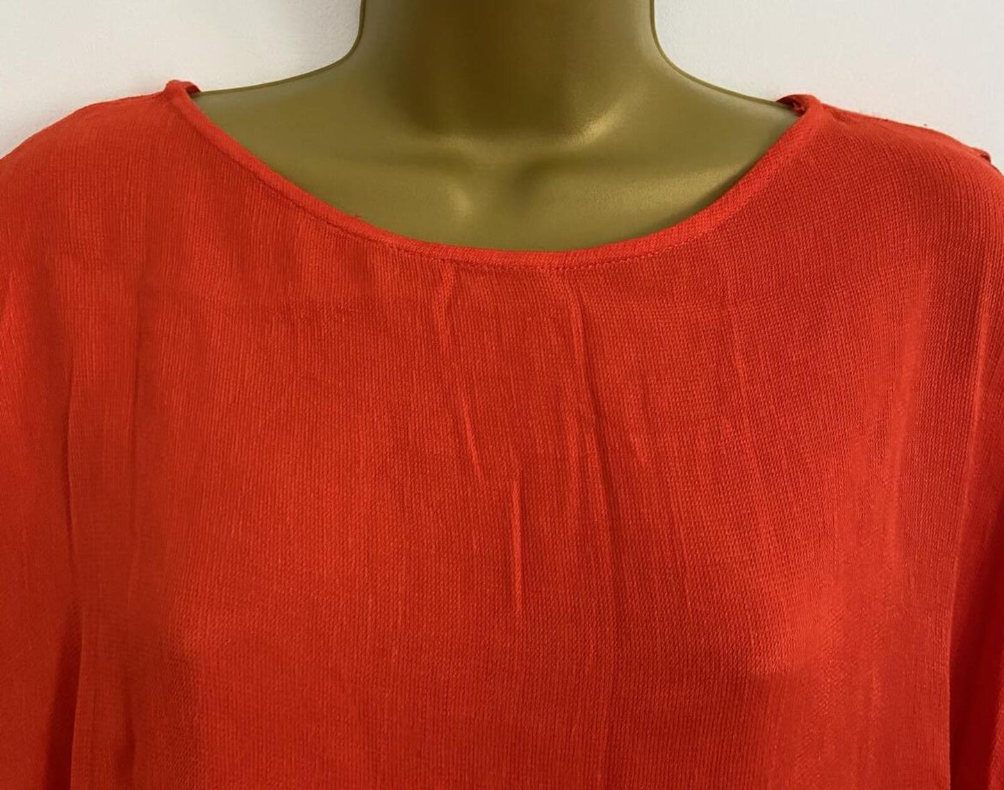 River Island Red-Orange Cold Shoulder Blouse – Size 12 – Tie Sleeve Top