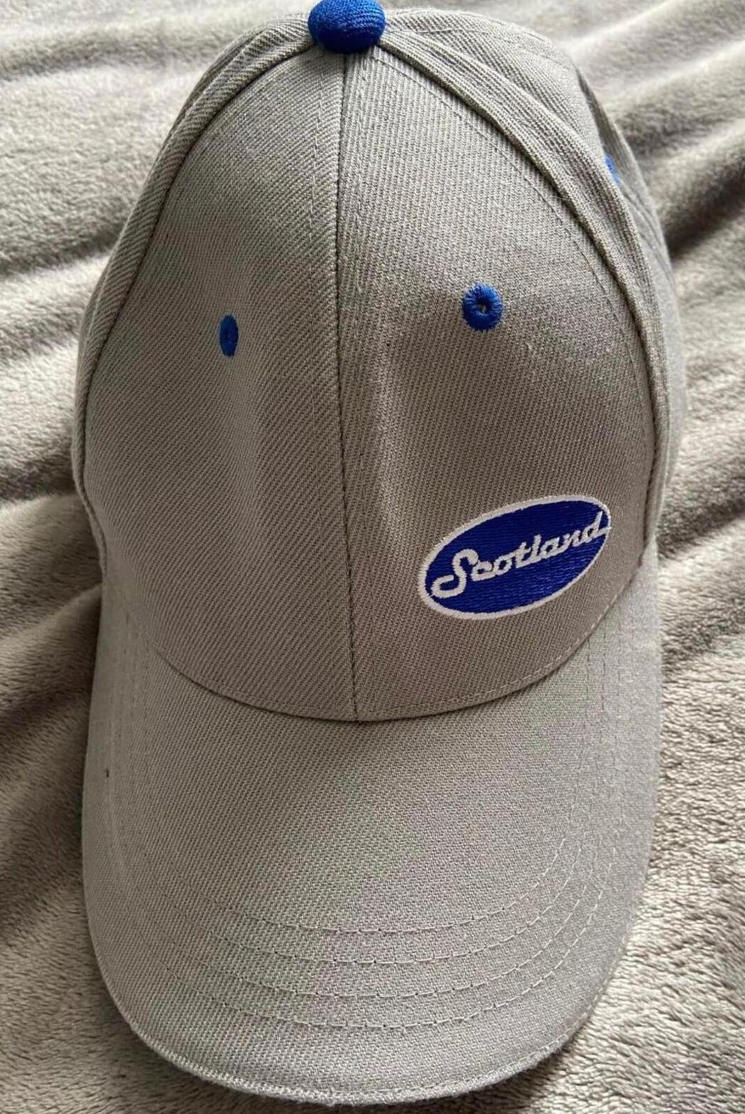 Scotland Grey Baseball Cap – Adjustable Men’s Hat – Blue Embroidered Logo