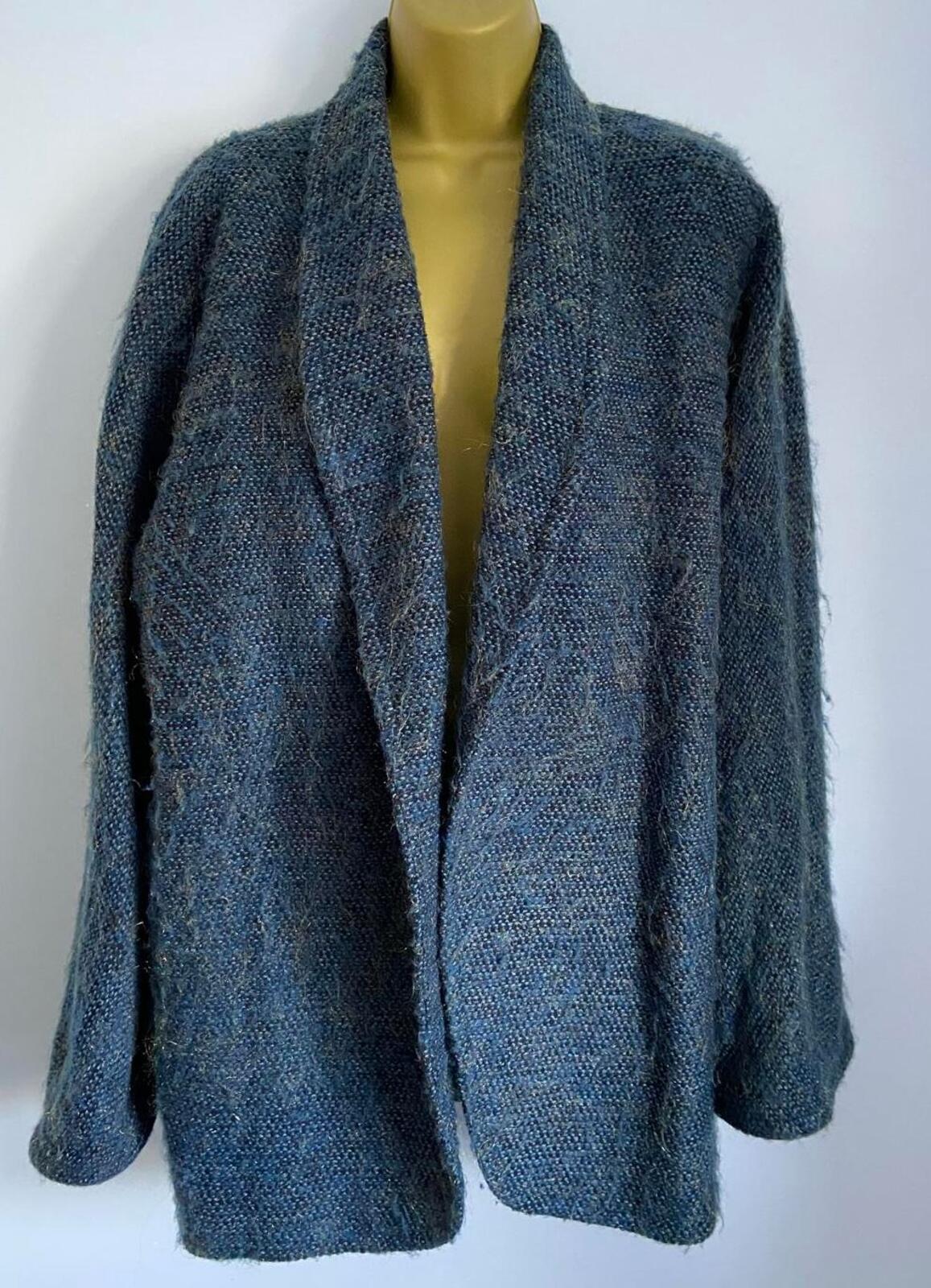 Jaeger Turquoise Metallic Blazer – Size 10 – Wool Blend Tailored Jacket