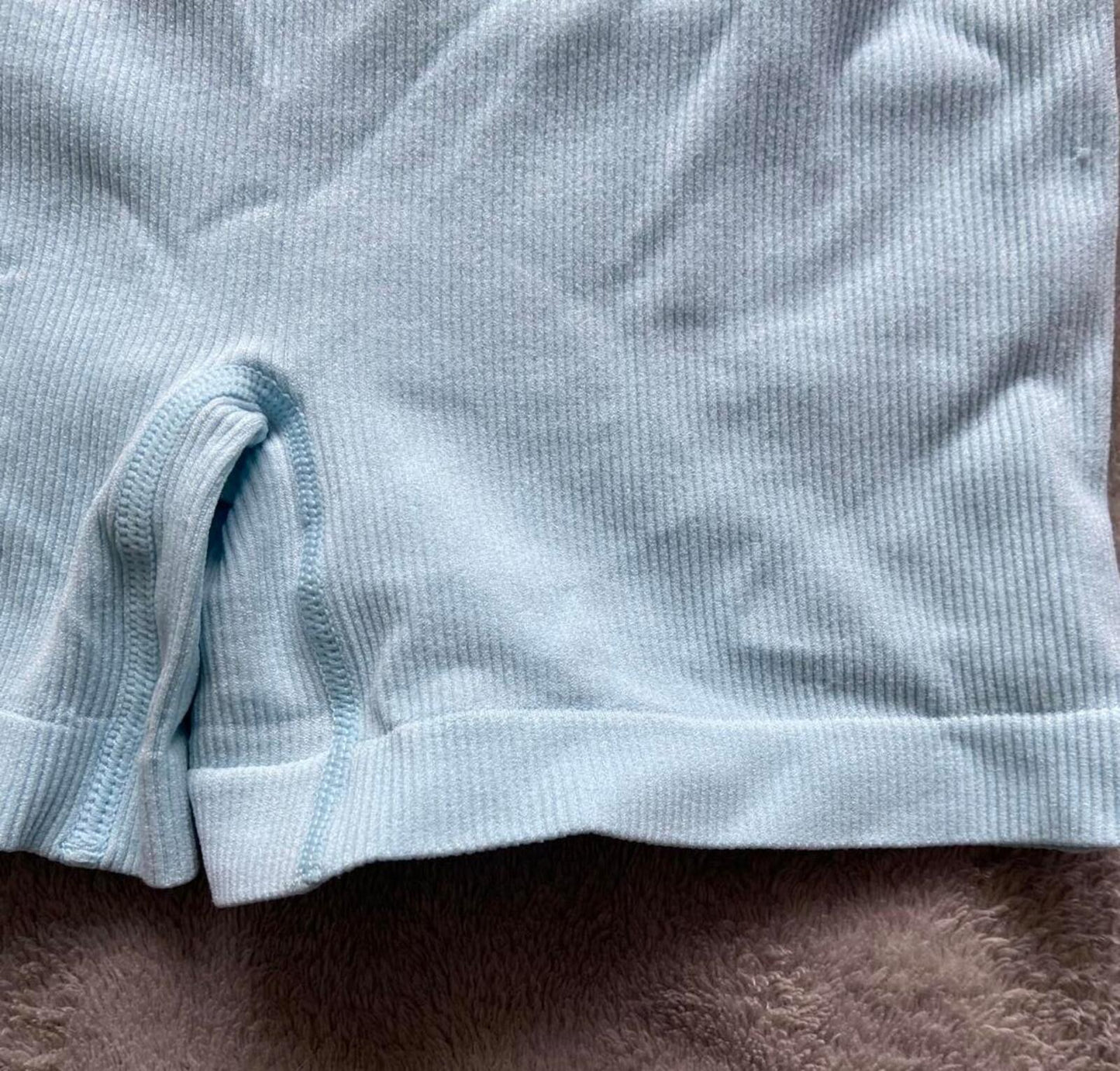 Barbie Ribbed Cycling Shorts – Size 10–12 – Light Blue Seamless Shorts