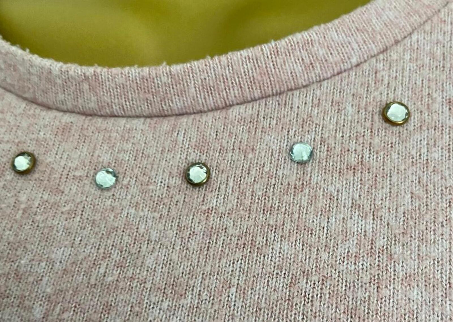 Papaya Dusty Pink Peplum Knit Top – Size 8 – Stud Detail Neckline