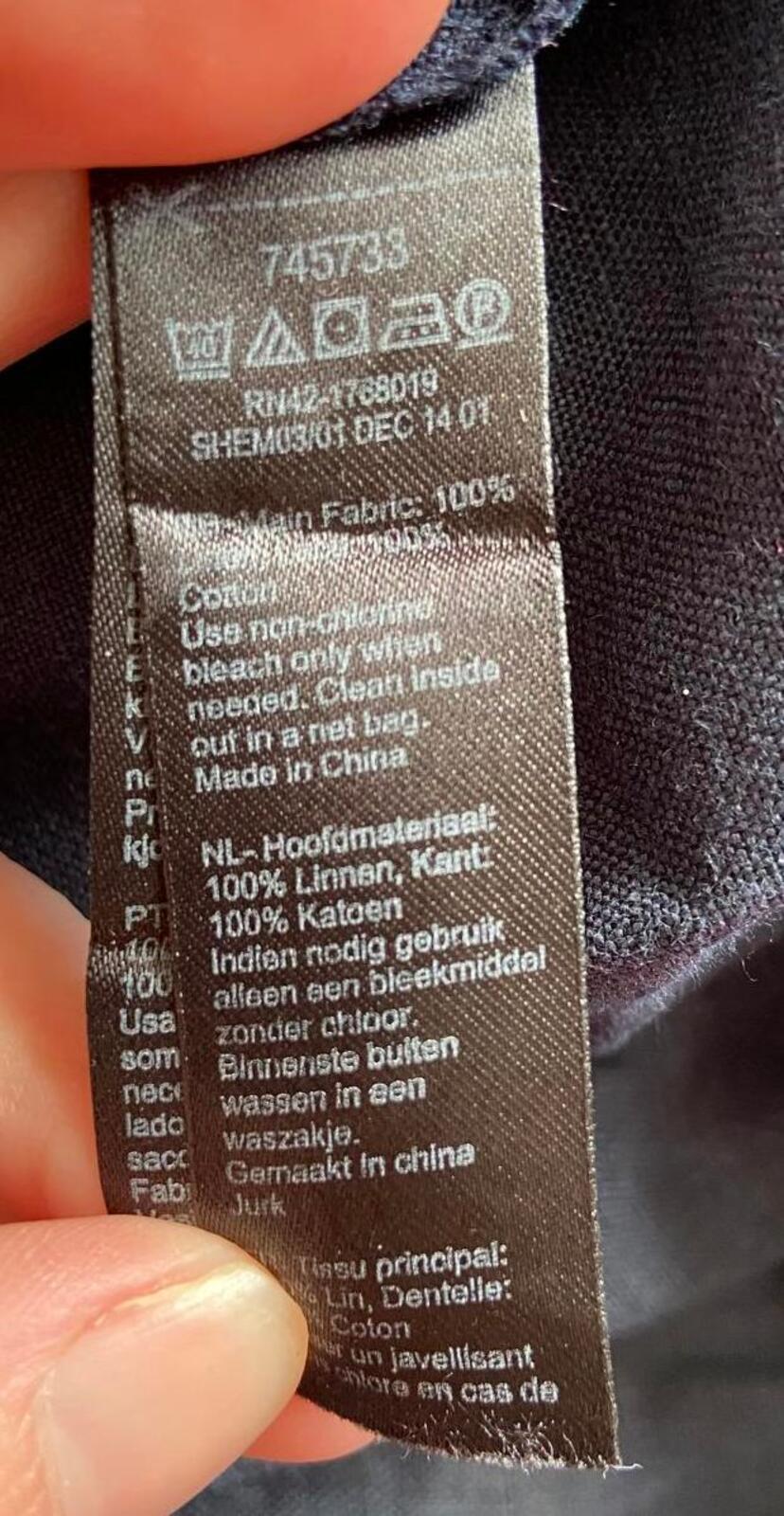 Monsoon Navy Linen Dress – Sleeveless – UK 14 – Embroidered Detail Linen