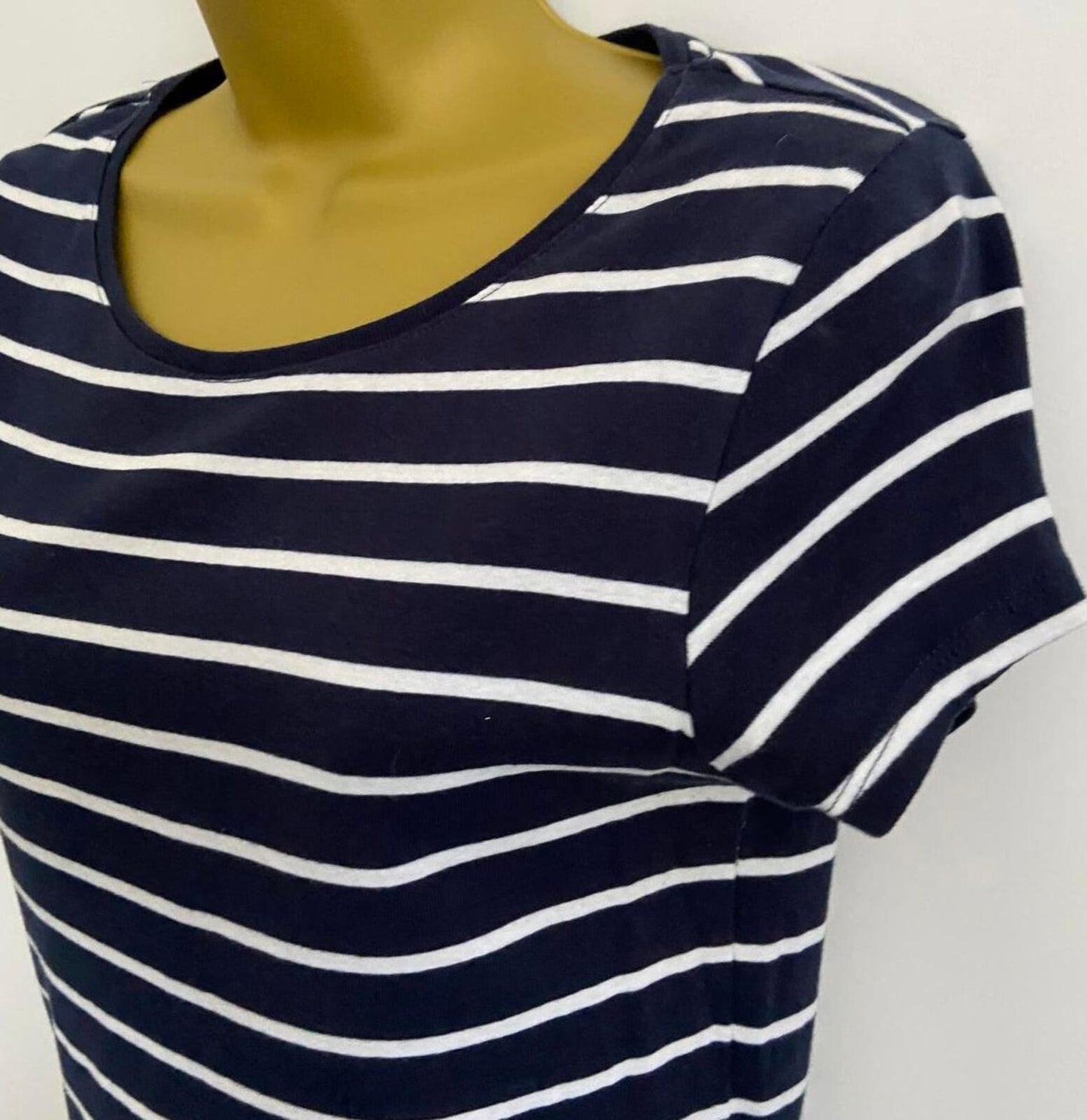 Papaya Blue & White Stripe T-Shirt – Size 14 – Cotton Scoop Neck Top