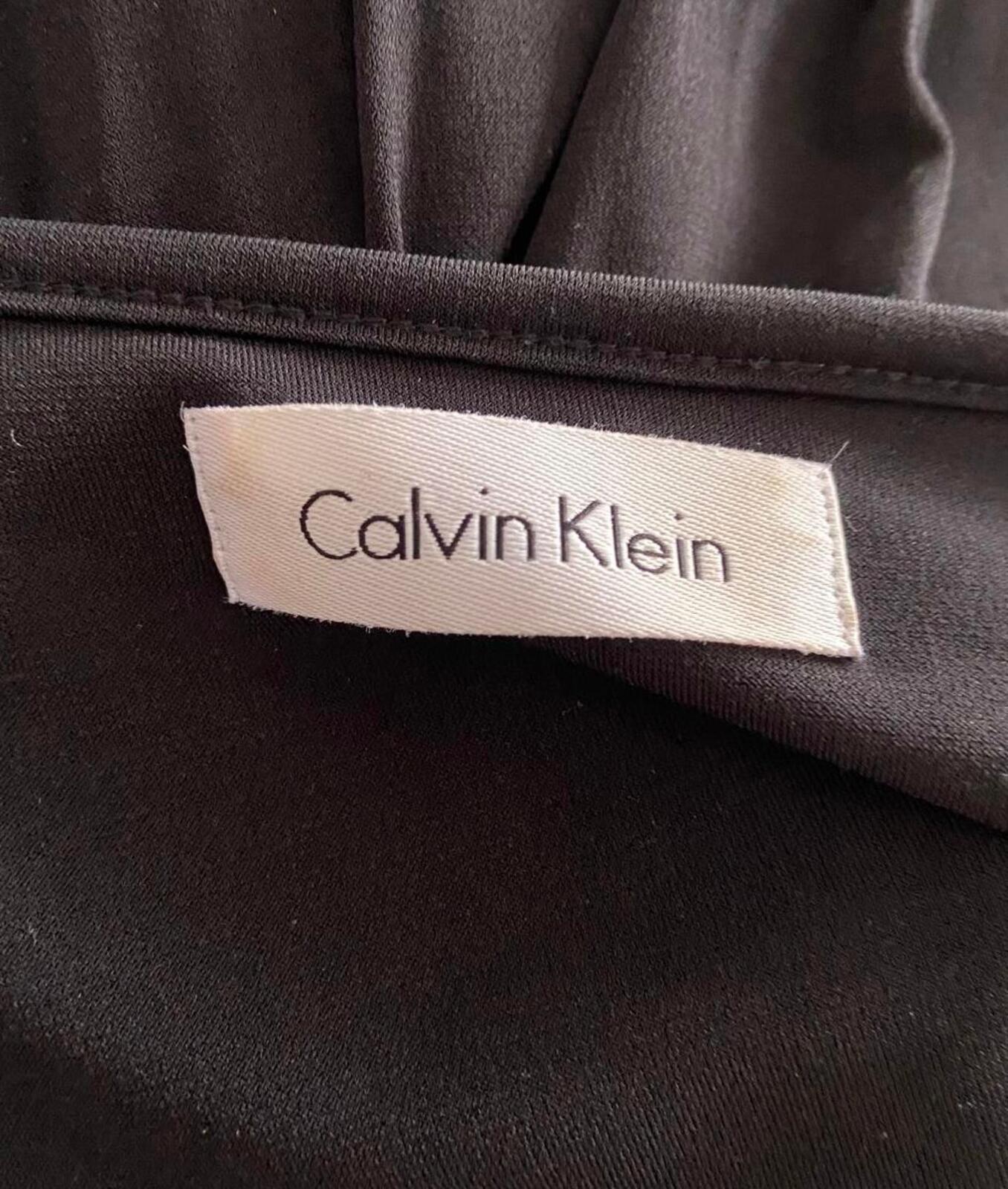Calvin Klein Black Crossover Dress – Size M – Knee Length with Zip Detail