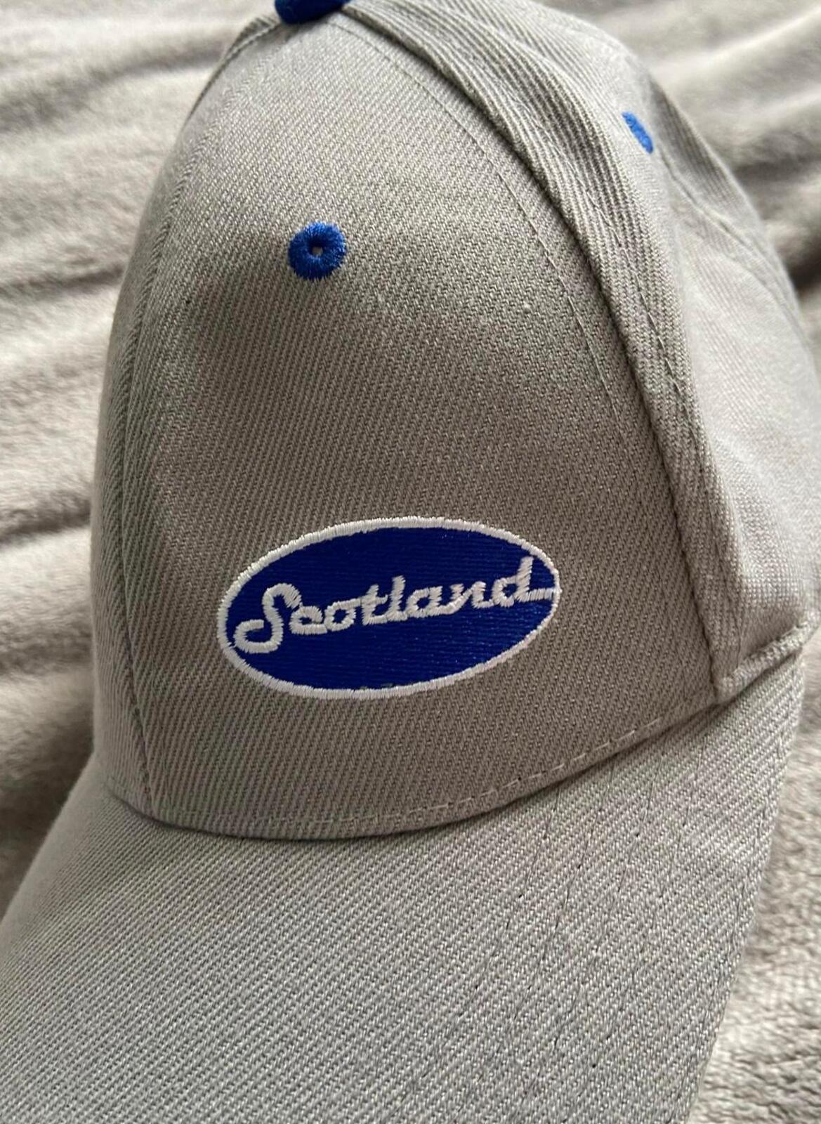 Scotland Grey Baseball Cap – Adjustable Men’s Hat – Blue Embroidered Logo