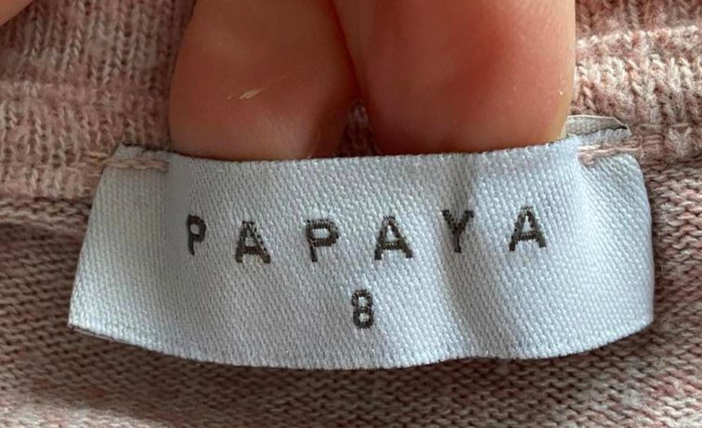 Papaya Dusty Pink Peplum Knit Top – Size 8 – Stud Detail Neckline