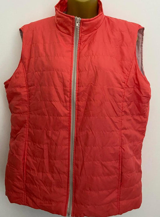 Anne de Lancay Lightweight Bodywarmer – Peach Coral – Size L – Zip Gilet
