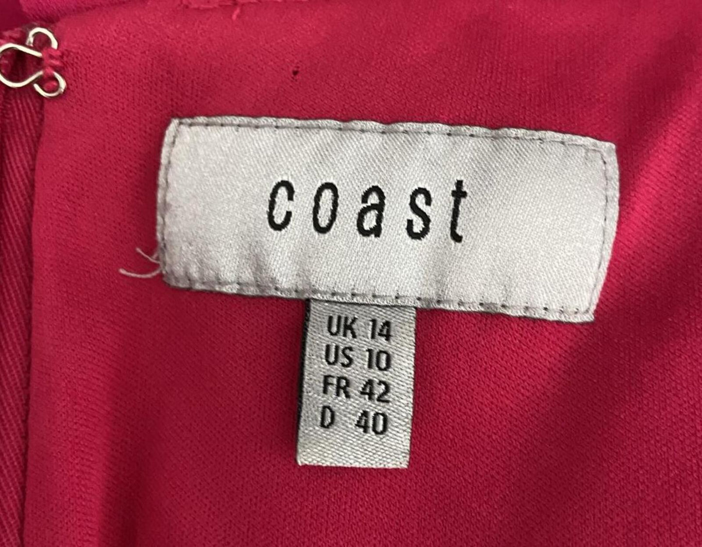 Coast Raspberry Pink Occasion Dress – UK 14 – Lace Back Detail
