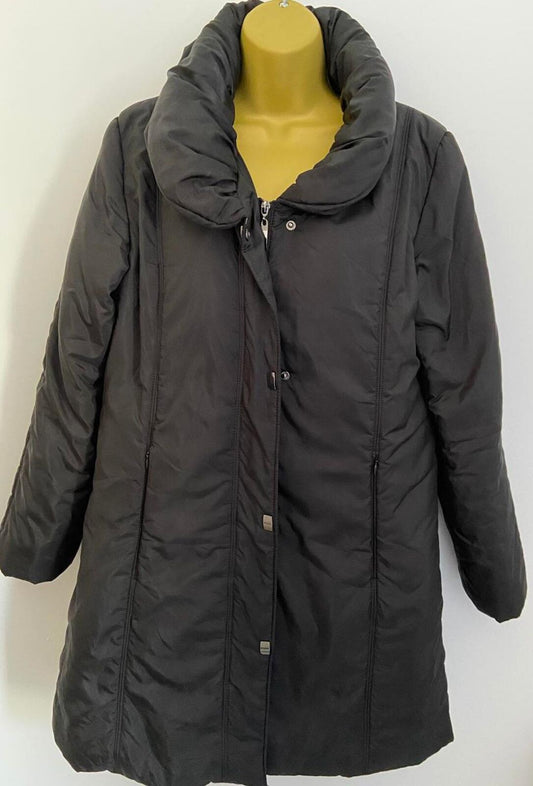 Roman Black Lightweight Puffer Jacket – Size S – Zip & Popper Coat