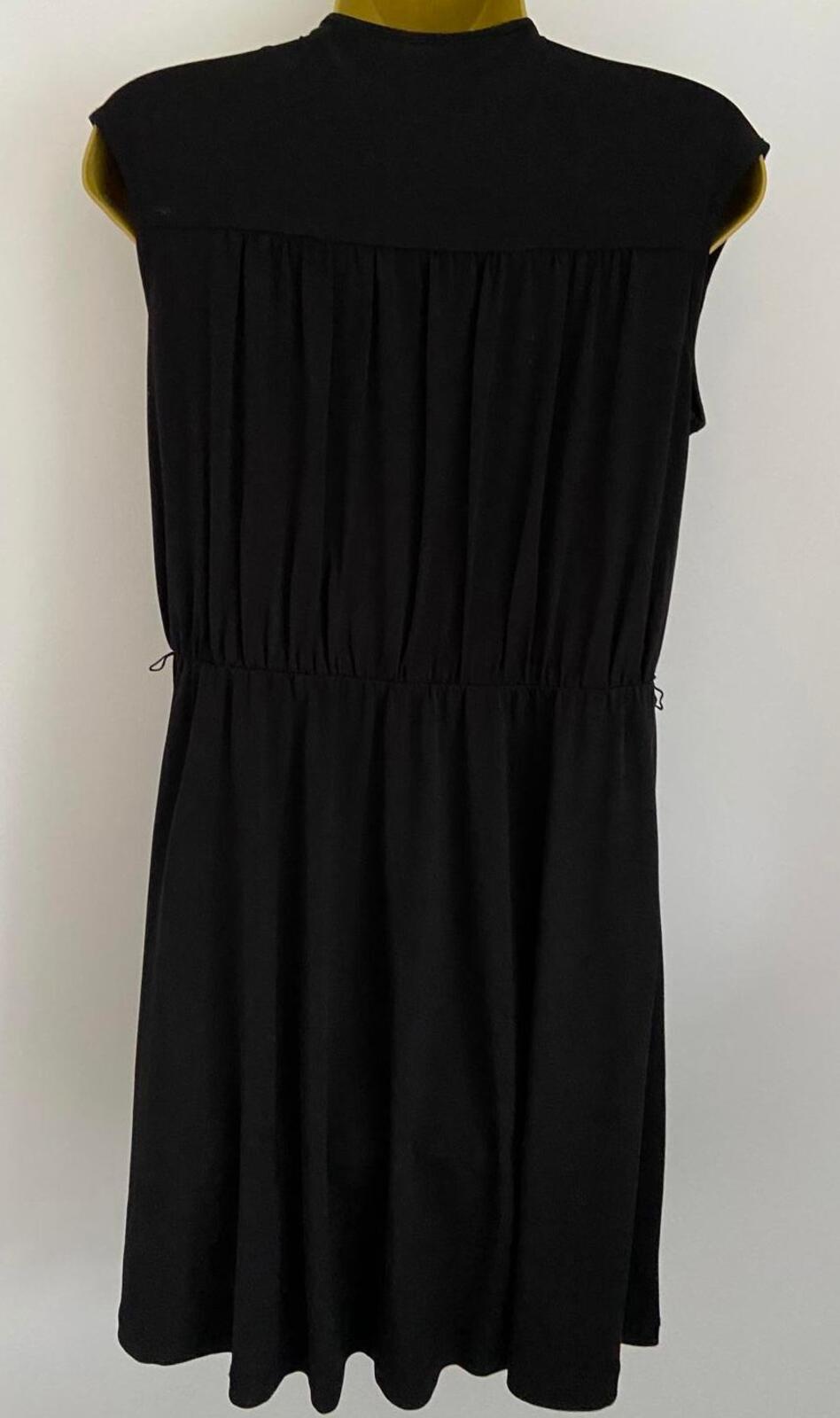 Calvin Klein Black Crossover Dress – Size M – Knee Length with Zip Detail
