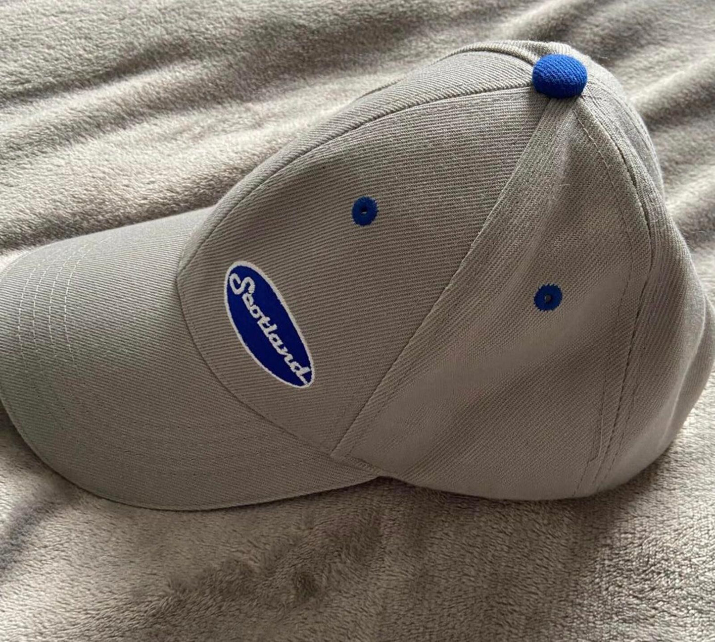 Scotland Grey Baseball Cap – Adjustable Men’s Hat – Blue Embroidered Logo