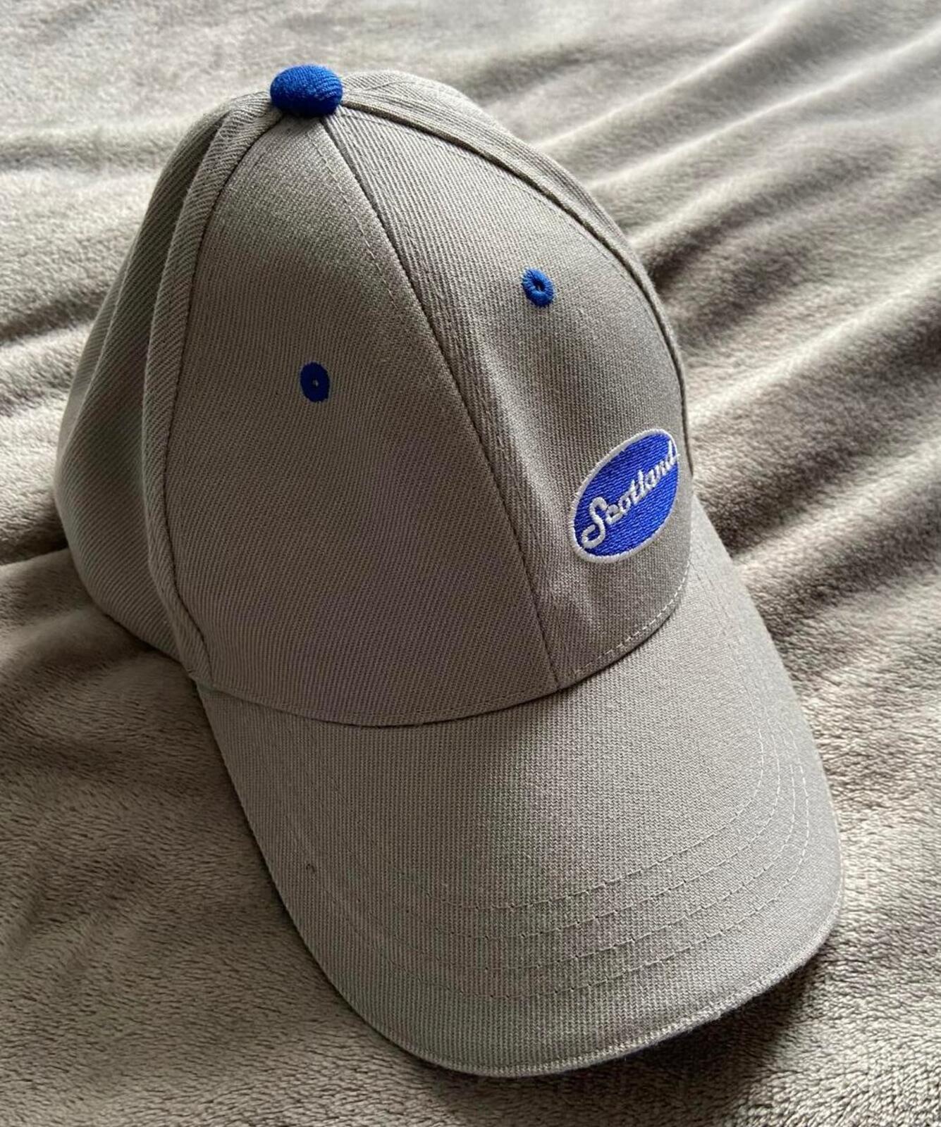 Scotland Grey Baseball Cap – Adjustable Men’s Hat – Blue Embroidered Logo