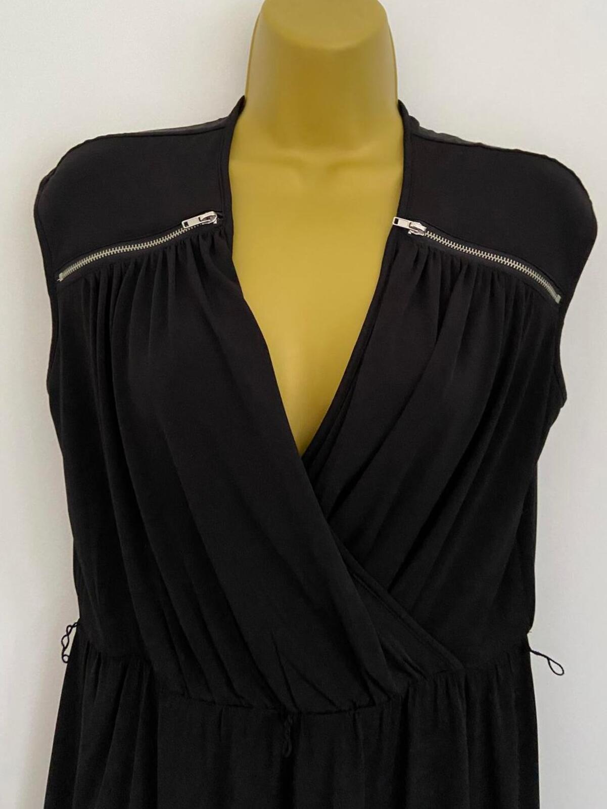 Calvin Klein Black Crossover Dress – Size M – Knee Length with Zip Detail