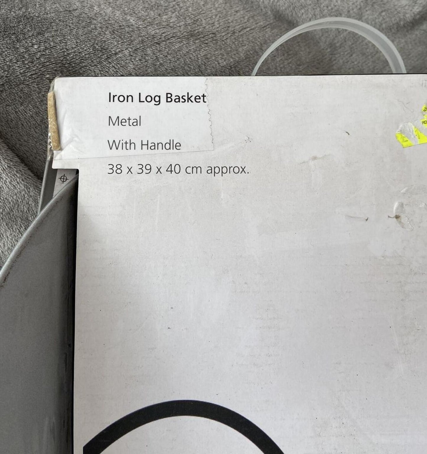 Silver Metal Log Basket with Handle – 38x39x40cm – New (Premier)